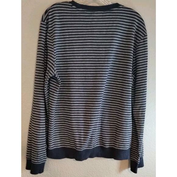 Hugo Boss Mens Pullover Navy Gray Striped Jumper Spellout Sweater Large ** - Picture 4 of 15